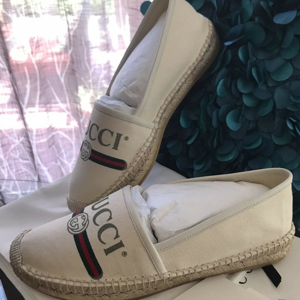 Gucci Women's Logo Print Canvas Espadrille Size 8